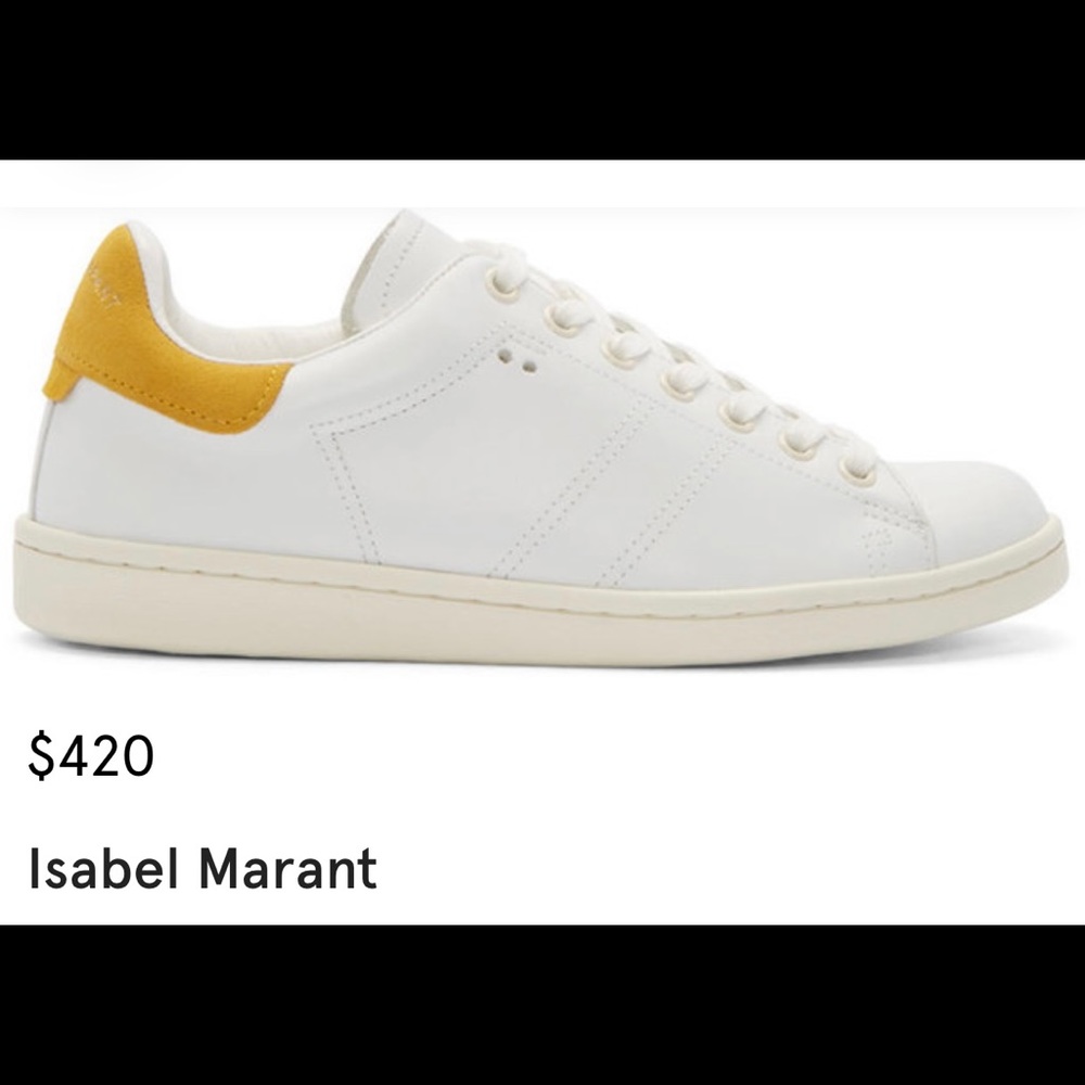Isabel Marant White and Yellow Bart Low-top Sneakers Size 38 Retail $420.